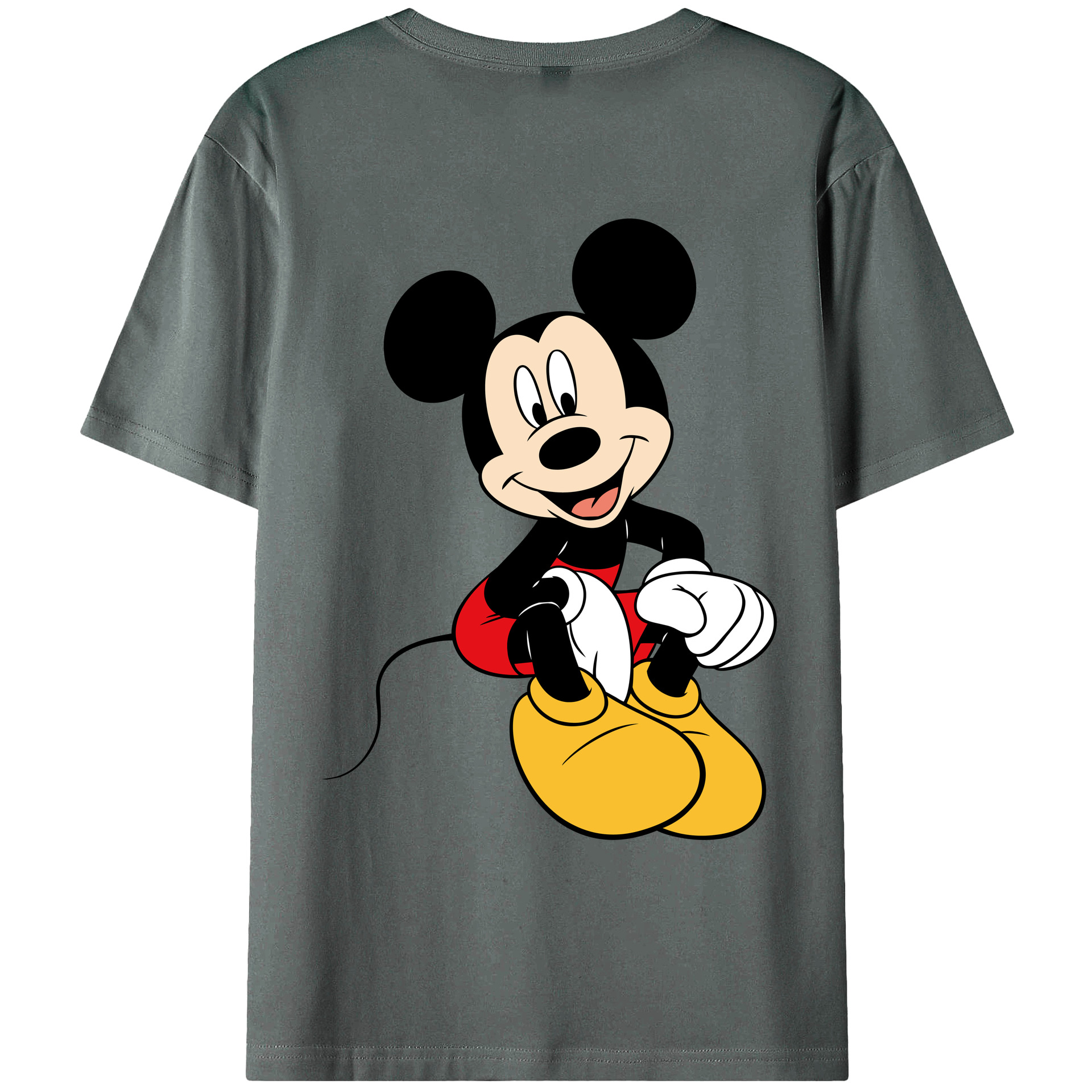 ミッキーマウス Mickey Mouse 綿100％ メンズ半袖Tシャツ（バックプリント） 通気性